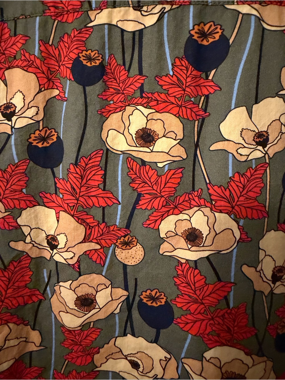 Wildfang Poppies Short-Sleeve Floral Button-Down Shirt Sz XL - Picture 7 of 7